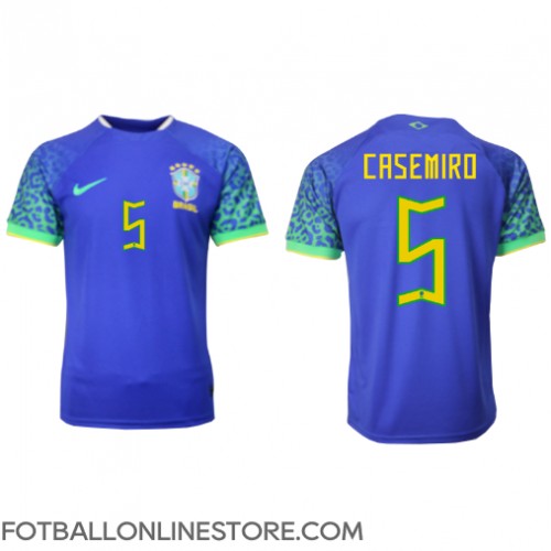 Billige Brasil Casemiro #5 Bortetrøye VM 2022 Kortermet